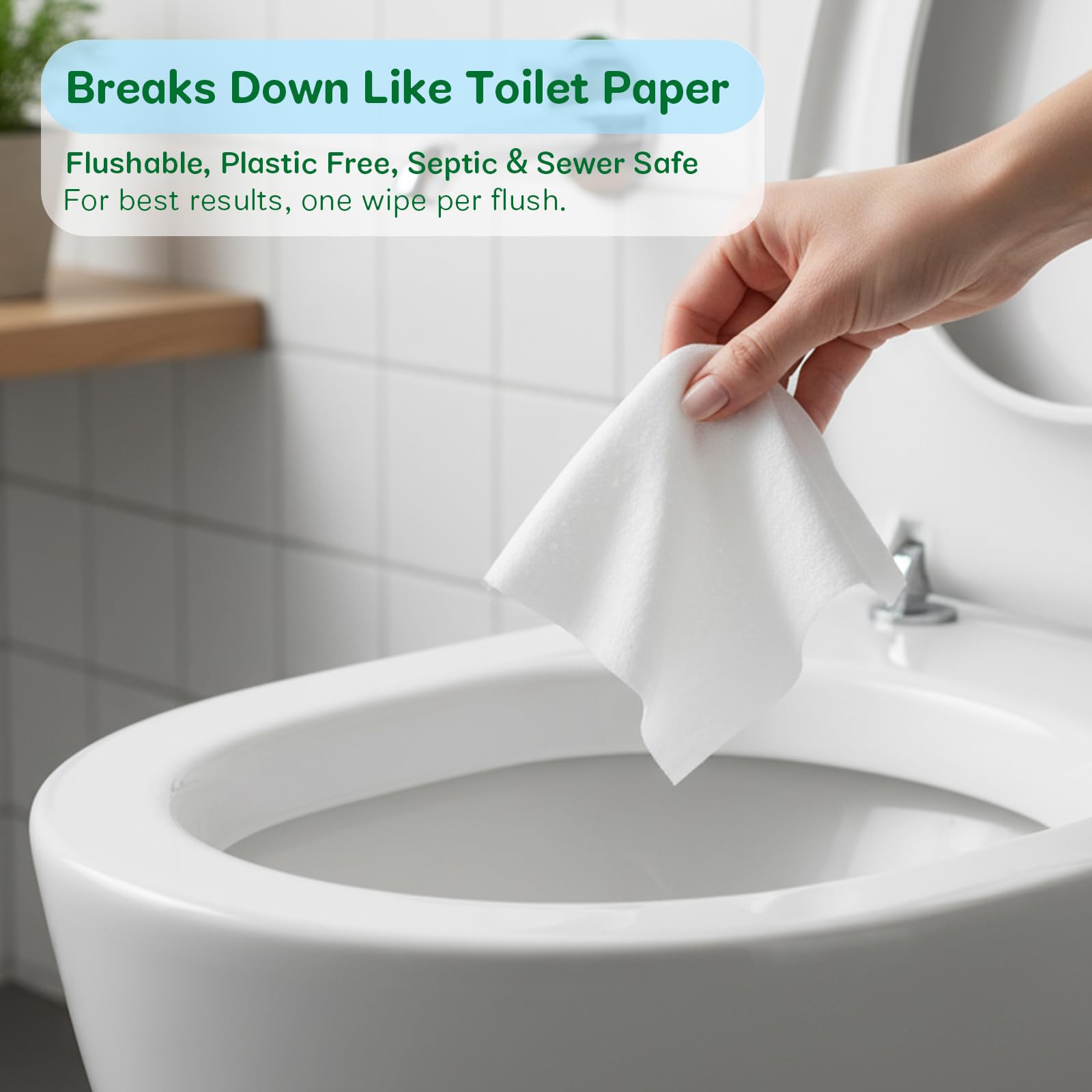 Spülbare Feuchttücher Reisegröße – Mini, Plastikfrei & Unparfümiert, Feuchtes Toilettenpapier für unterwegs mit 99% Wasser, Hypoallergen für Empfindliche Haut, Taschenformat, 48 Stück (8 Packungen) 4