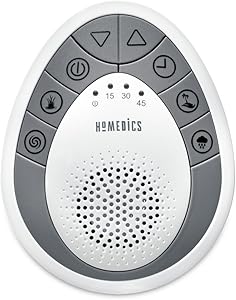 White Noise Sound Machine | Portable Sleep Therapy for Home, Office, Baby & Travel | 4 Relaxing & Soothing Nature Sounds, Battery Operated, Auto-Off Timer | HoMedics