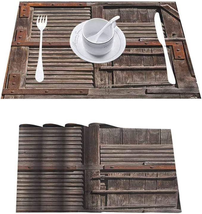 L'sWOW Non Slip Heat Resistant Table Mats Placemat, Rustic Vintage