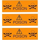 Danger Poison Stickers Labels,0.5 x 1.5 Inches Fluorescent Orange with Black Poison Safety Stickers 500 Labels on a Roll