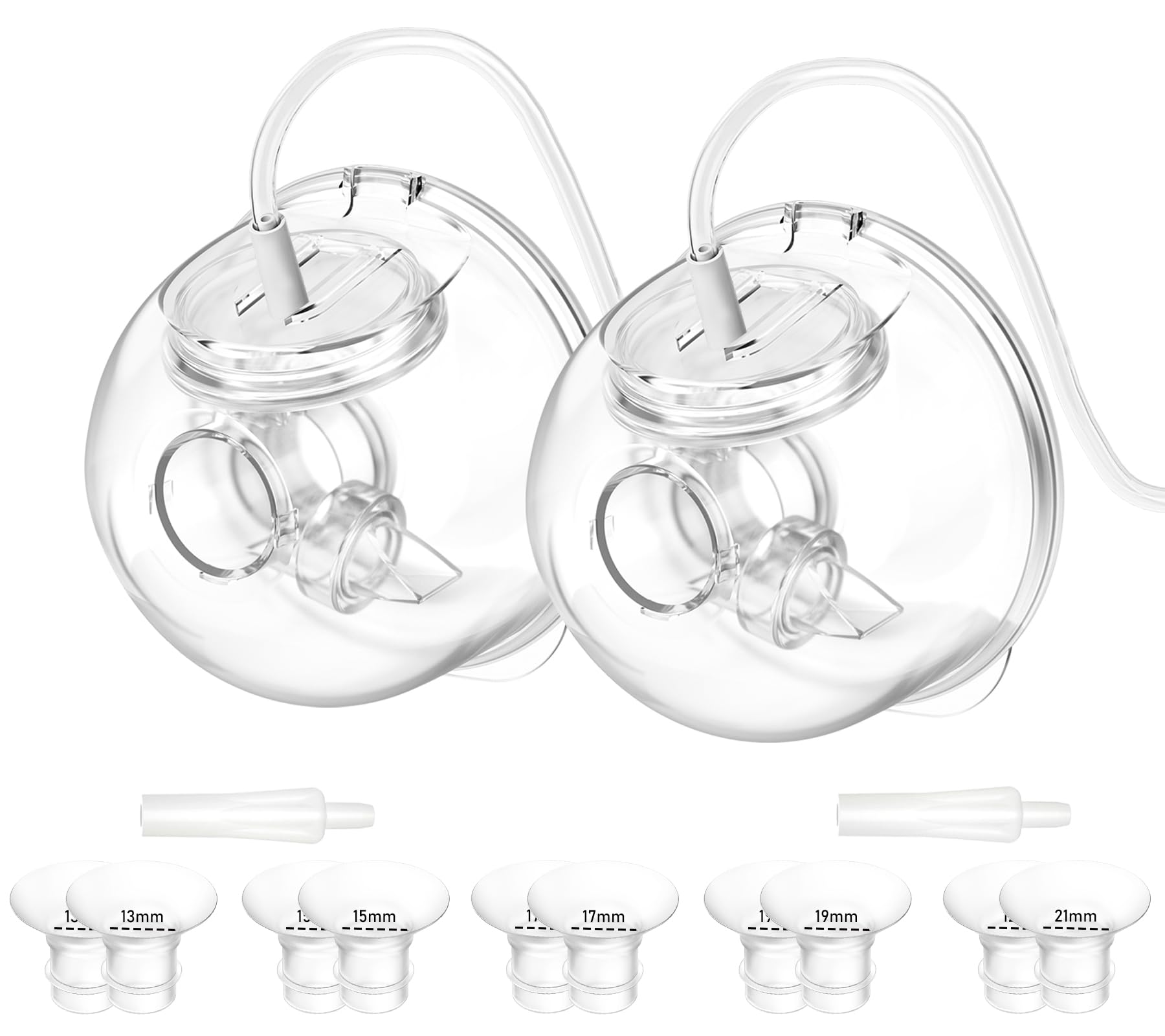 Photo 1 of 2 Pack CaraCups Wearable Milk Collection Sets and 10pcs Flange Inserts 13/15/17/19/21 * 2pc for Spectra S1 S2 9 Plus and SG, Fit for Spectra/Medela/Lansinoh 24mm Wearable Breast Pump Collection Cup