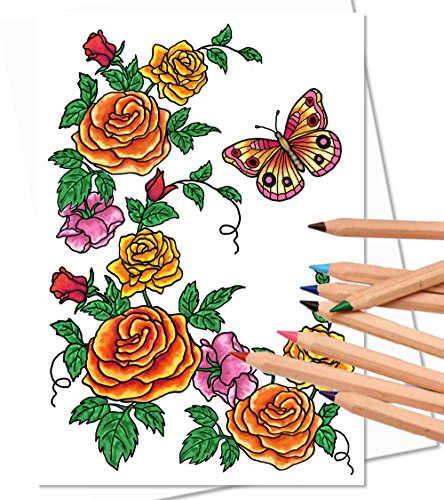 Adult Coloring Greeting Cards for Birthday, Anniversary and Every Occasions | Set of 10 Cards to Color and Send | Envelopes Included | Set A/White by Art-Eclect - Thumbnail 4