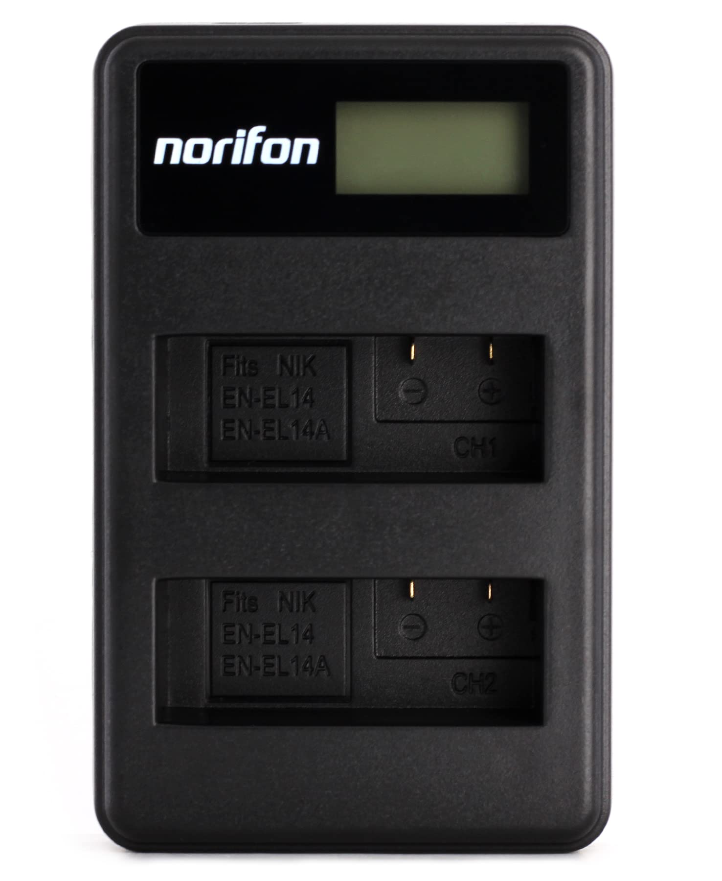 Norifon EN-EL14 Dual Channel LCD USB Charger for Nikon Coolpix P7000, Coolpix P7100, Coolpix P7700, Coolpix P7800, DSLR D3100, DSLR D3200, DSLR D5100, DSLR D5200 Camera and More