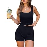 NIASHOT Two Piece Casual Workout Sets for Women Athletic 2 Piece Summer Outfits Lounge Matching Sets Clothing