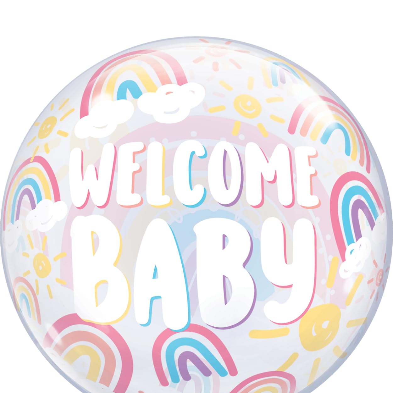 Qualatex 24902 Welcome Baby Boho Rainbows 22" Single Bubble Balloon.