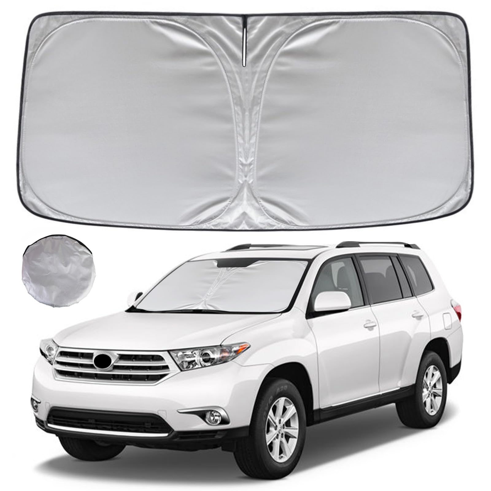 KAYZT Windshield Sun Shade for 2008-2013 Toyota Highlander Foldable Sunshade Front Window Custom Fit Car Accessories Image KAYZT Windshield Sun Shade for 2008-2013 Toyota Highlander Foldable Sunshade Front Window Custom Fit Car Accessories Image