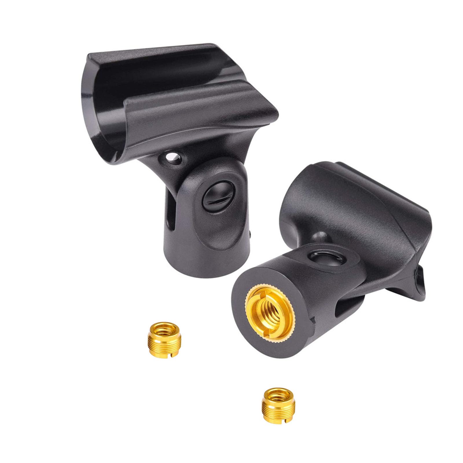 Photo 1 of 2 Pcs Universal Microphone Clip Holder, Comes with 5/8" Male to 3/8" Female Screw Adapter Suitable for Handheld Microphones