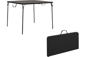 Cosco XL 38.5" Resin Fold-in-Half Card Table, Black, Wheelchair Accessible, Lightweight, Pinch-Free Locking System