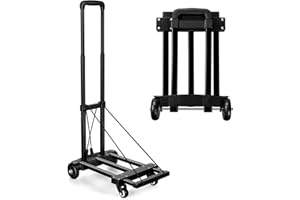 KEDSUM Folding Hand Truck, 220 lbs, 4 Wheels Solid Construction Heavy Duty Utility Cart, Portable Fold Up Dolly, Compact and Lightweight for Luggage, Personal, Travel, Moving and Office Use