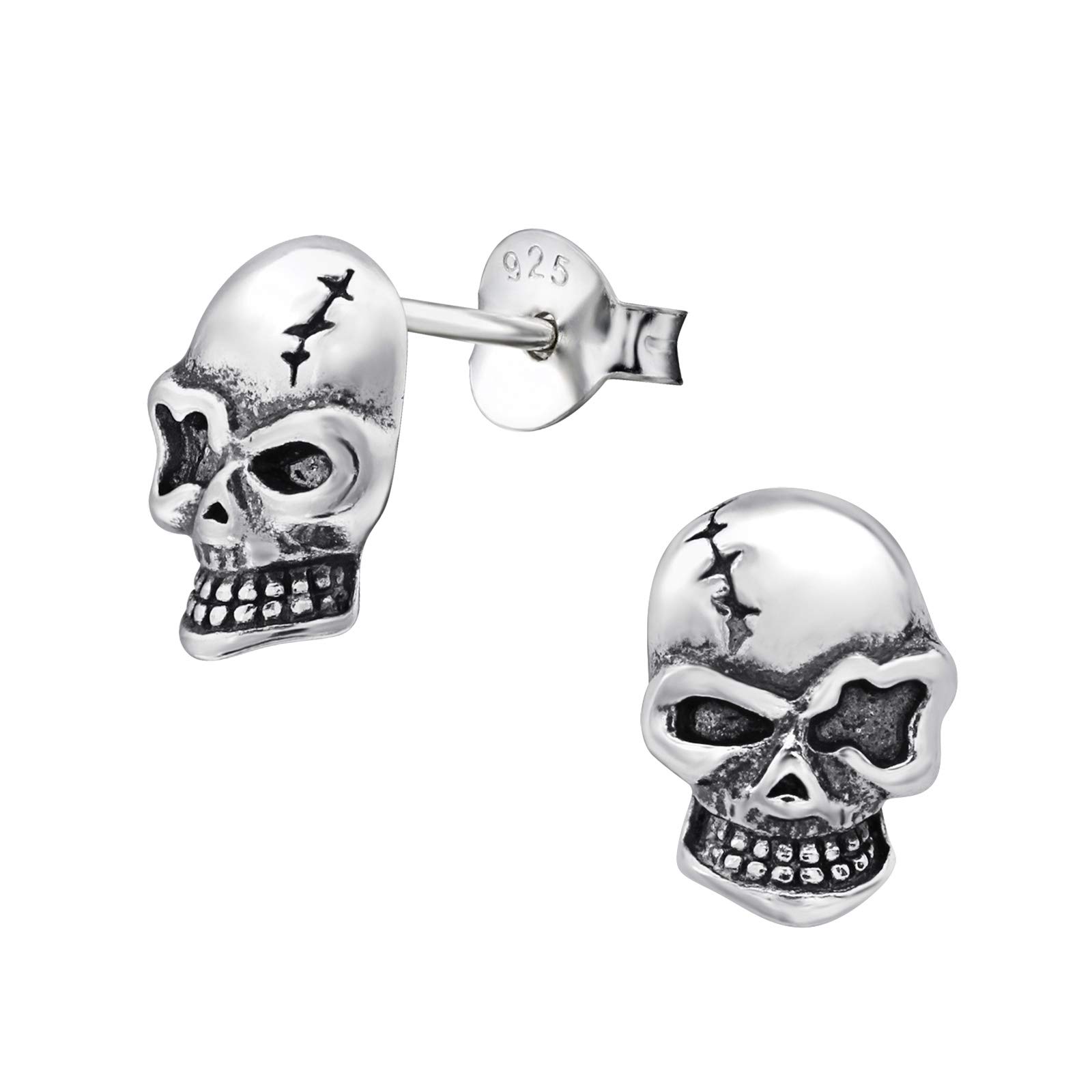 925 Sterling Silver Oxidised Lightweight Hollow-Back Women 925 Sterling Silver Skull Stud Earrings for Women & Girls – Everyday Jewellery Gift Boxed