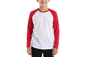 Silenroar Boys Long Sleeve T Shirts Cotton Blend Crewneck Tshirt Baseball Tee Raglan Jersey Color Block Top