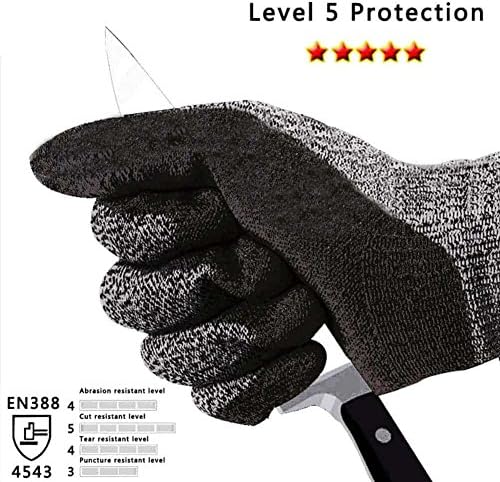 Cut Resistant Gloves Puncture Resistant Anti-Slip High Performance Level 5 Protection Safety Breathable Kitchen Outdoor Yard Work Auto Repair Flexible Work Glove
