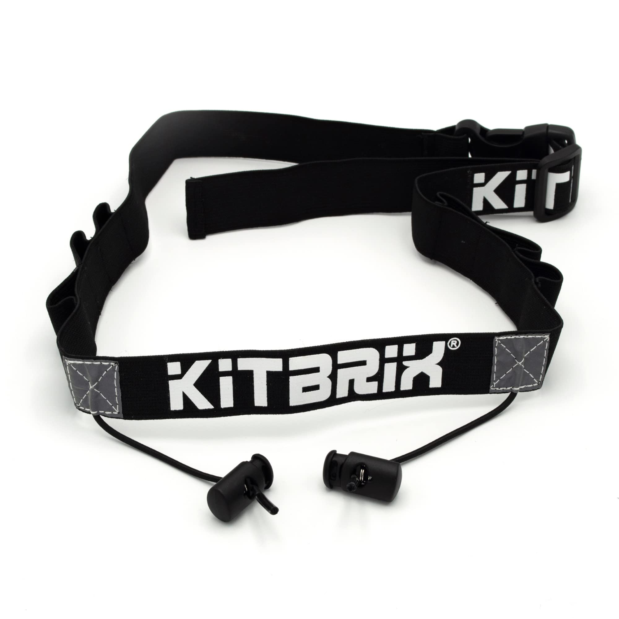 KITBRIX Slim Running Belt - Holds 6X Energy Gels for Races, Marathons, OCR Events, Triathlons & Training - Fully Adjustable Non-Slip Race Number Belt & Bib Holder - Marathon Running Accessories