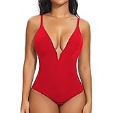 SHAPERIN Bodysuit for Women Shapewear Tummy Control Deep V Neck Plunge Sleeveless Backless Thong Body Suit Tank Top