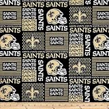 NFL Wide Cotton Broadcloth New Orleans Saints Patchwork Black/Gold Fabric