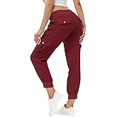 MoFiz Women's Lightweight Hiking Cargo Pants Outdoor Quick Dry Casual Travel Sweatpants Joggers Elastic Waist Button Pockets