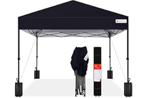 Best Choice Products 10x10ft 1-Person Setup Pop Up Canopy Tent Instant Portable Shelter w/ 1-Button Push, Case, 4 Weight Bags - Black
