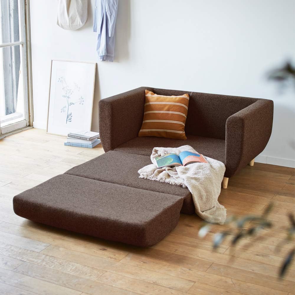 Amazon 生活雑貨 脚付きソファーベッド ソファーベッド ソファー ベッド 脚付き コンパクト スリム 一人暮らし 一人掛け 可愛い おしゃれ 2p ブラウン ソファベッド オンライン通販