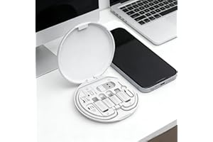 1 Pcs Multifunctional Data Cable Storage Box Portable Organizer with Multi Interface Connector for Travel Daily Use(White)