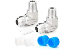 TAISHER 2PCS Forging of 304 Stainless Steel 90 Degree Elbow JIC Flare Tube Fittings,3/8" JIC Male x 1/4" NPT Male, Half Union