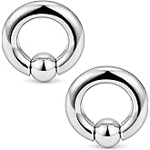 Ocptiy 8G 6G 4G 2G Titaniumm Septum Rings Medical Implant Grade Gauges Tunnels Earrings Stretching kit Hypoallergenic Septum Nose Ring Ear Lobe Hoop Earring Piercing Jewelry Women Men 12mm 14mm 16mm