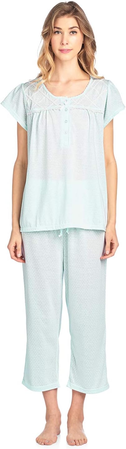 Casual Nights Women's Short Sleeve Capri Pajama Set