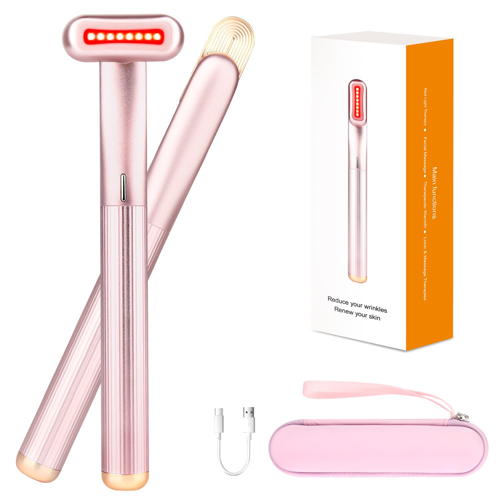 Red Light Therapy for Face, 4 in 1 Facial Wand for Anti-Aging, Anti ...