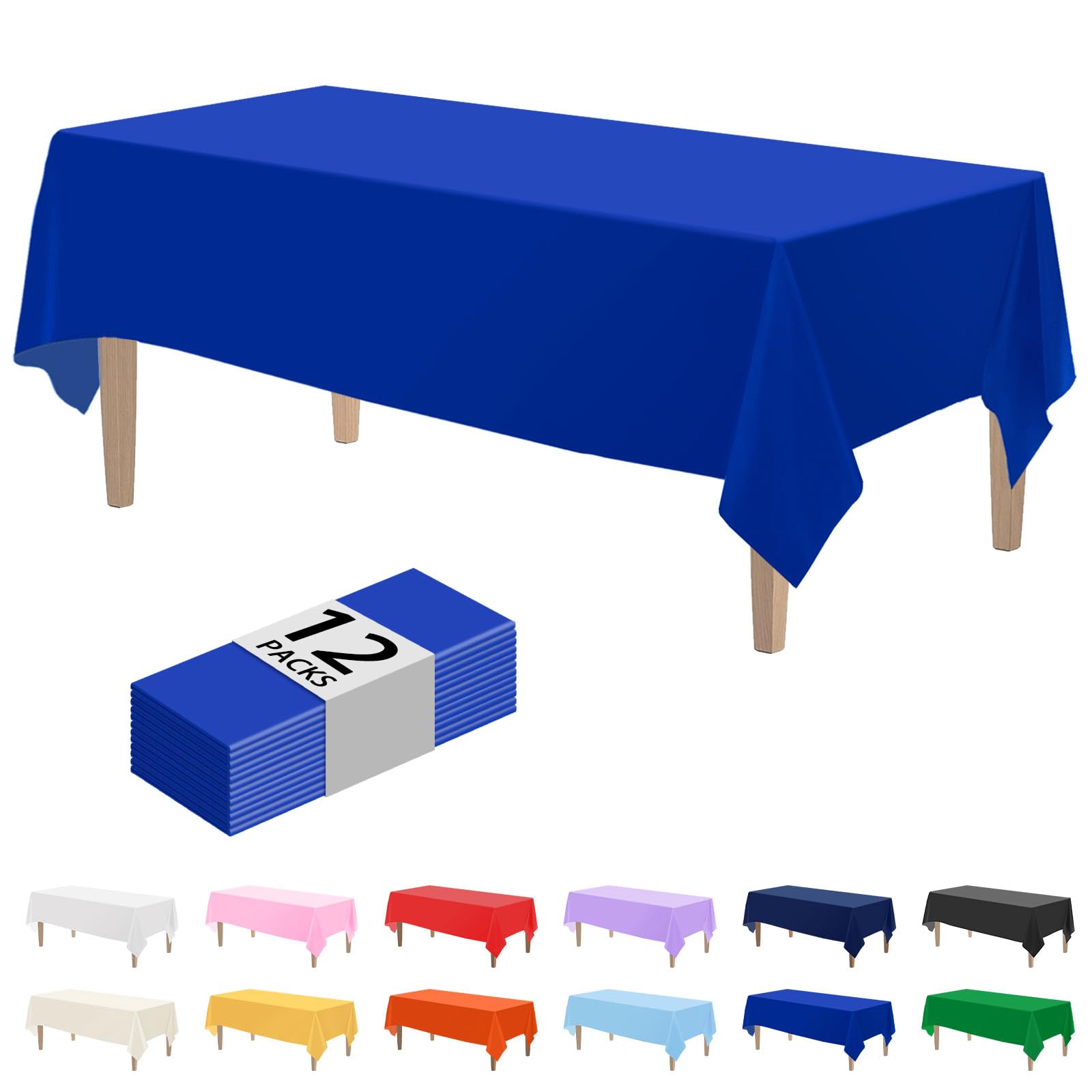 Kopokita 12PCS Royal Blue Plastic Tablecloths 54 x