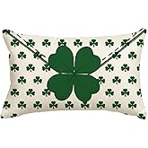 AVOIN colorlife Clover Envelope St Patricks Day White Throw Pillow Cover, 12 x 20 Inch Shamrock Cushion Case Decoration for Sofa Couch