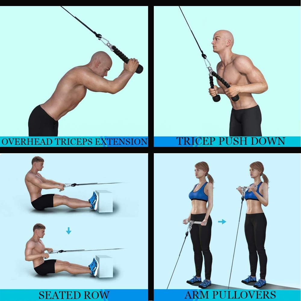 Pulley Cable Machine Men Women Professional Muscle Strength Fitness Equipment Forearm Wrist Roller Training for LAT Pulldowns, Biceps Curl, Triceps Extensions Workout Straight Curved : Sports & Outdoors