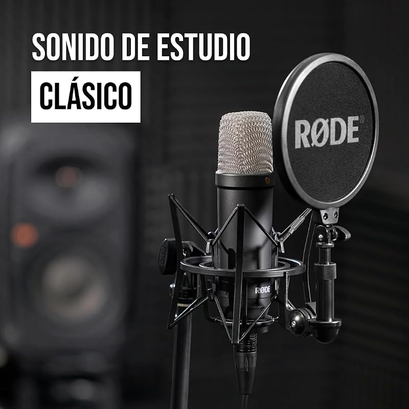 Microfone condensador de grande diafragma da série NT1 Signature com suporte anti-vibração, filtro pop e cabo XLR para produção musical, gravação de voz, streaming e podcasting