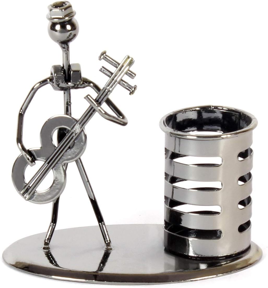 Dainty Metal Art Pen Stand Holder with Guitar Artist Sculpture Pen Holder (GuitarDesign)