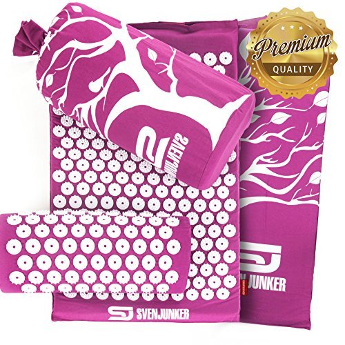 Innovative Acupressure Mat by Svenjunker: Back/Neck Pain Relief and Muscle Relaxation | Reflexology Massage Mat For Stress & Sciatic Pain | Acupuncture SpikePad | Carry Bag & Pillow