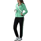 Marvmys Color Block Tracksuit for Women 2 Piece Outfits Fall Sweatsuits Zip Up Jogging Suit Long Sleeve Jogger Lounge Sets