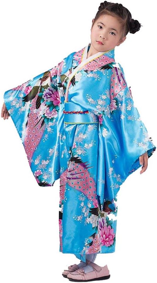 Skymould Little Girls¡¯ Silk Yukata Flower Kimono Robe Japanese Traditional Costume Dress