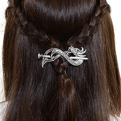Norse Celtic Wedding Hair Accessories Viking Antique Silver Dragon