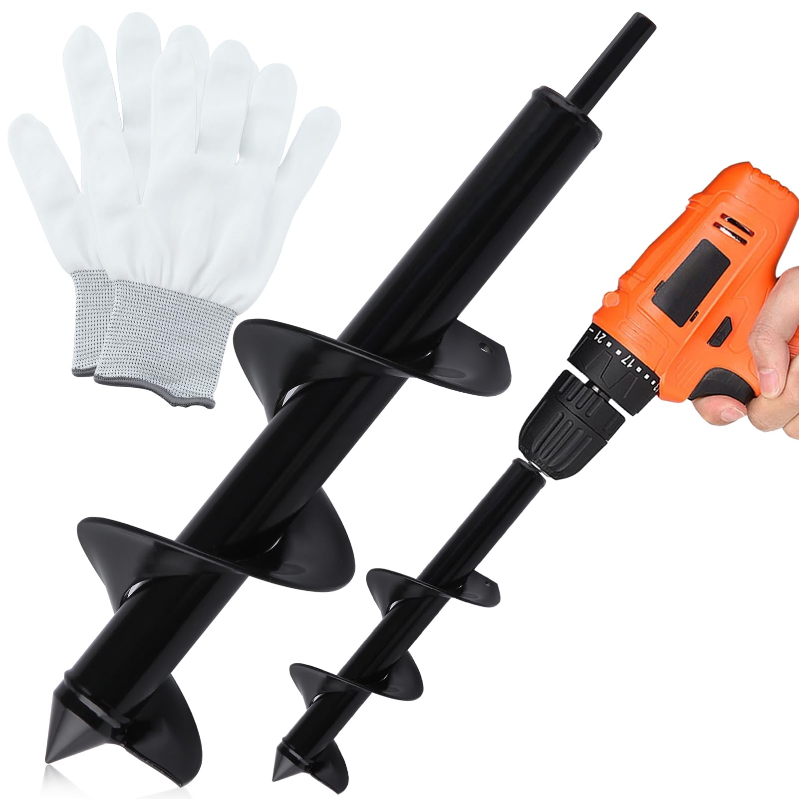 LEONTOOL Garden Auger Drill Bit for Planting 3"x12" Garden Ground Earth Spiral Drill Bit and Bulb Planter Tool for 3/8" Hex Drive Drill, for Post Hole Digger Bulb Bedding Digging Plant Rapid Planter