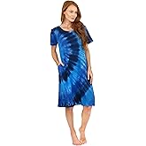 LA CERA Women's Casual Cotton Knit Summer Dress, A-Line Hem, Scoop Neckline, Short Sleeves with Side Pockets