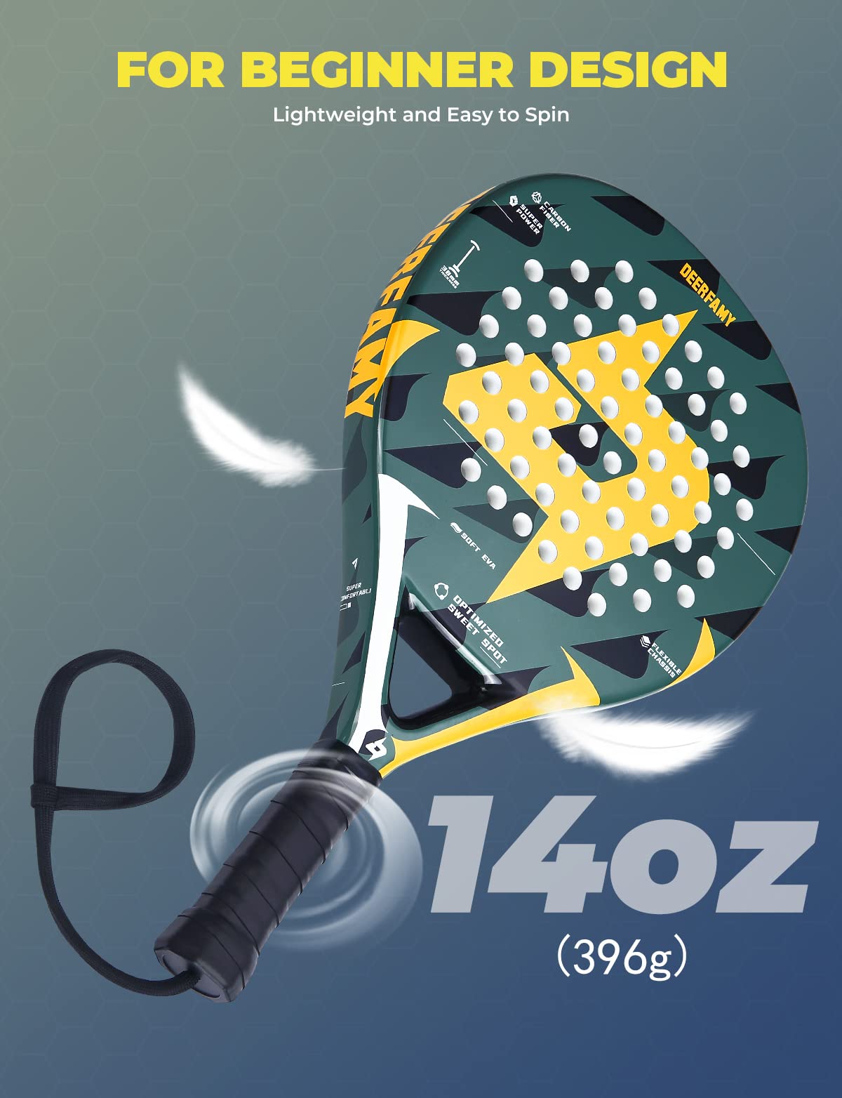 Bearclaw Padel Racket Carbon Fiber Surface With EVA Memory, Flex Foam Core - View #9