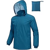 COOFANDY Men's Rain Jacket Waterproof Packable Raincoat Lightweight Rain Shell Hood Travel Golf Hiking Cycling Zip Pockets