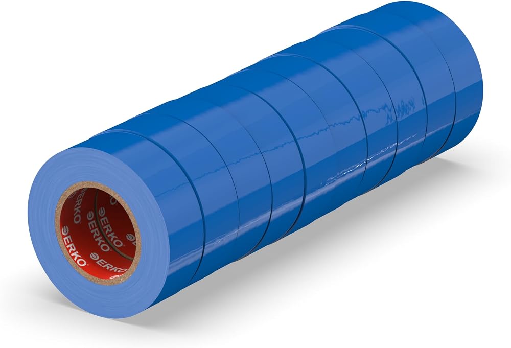 ERKO Blue Electrical Insulation Tape 10 Pack 0.6in x 33ft 15mm x 10m