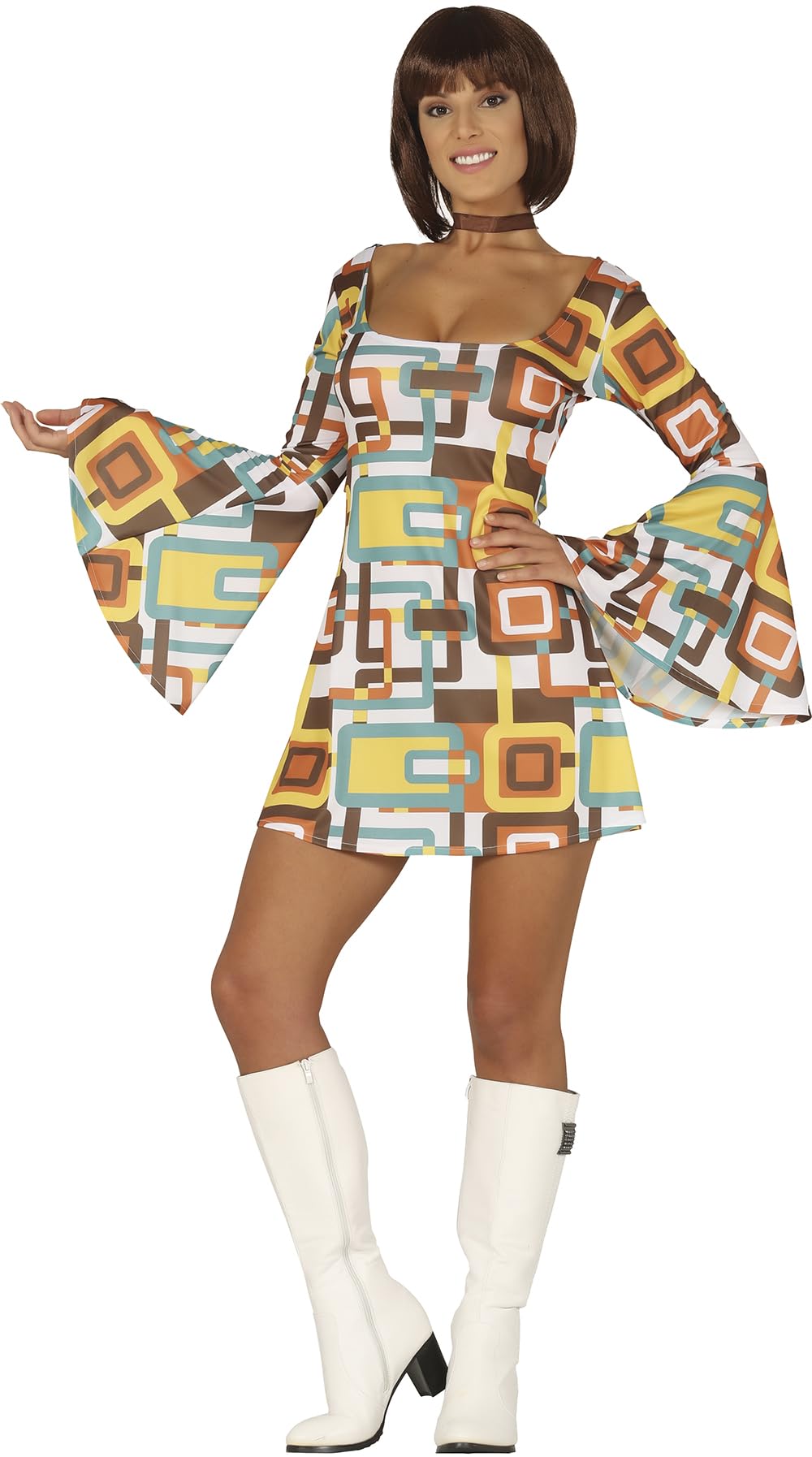 FIESTAS GUIRCA Groovy Disco Fancy Dress Women - 70s Short Dress Outfit - 60s Fancy Dress Costumes for Women (Medium)