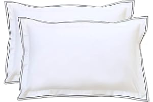 Ranznaz Lot de 2 taies d'oreiller standard 100 % coton avec bordures brodées, douces et respirantes, élégantes pour literie, 