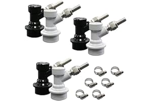 PERA Corny Keg Ball Lock Quick Disconnect CO2 and Liquid With Swivel Nut and Worm Clamps for Cornelius Keg Home Brewing Keggi