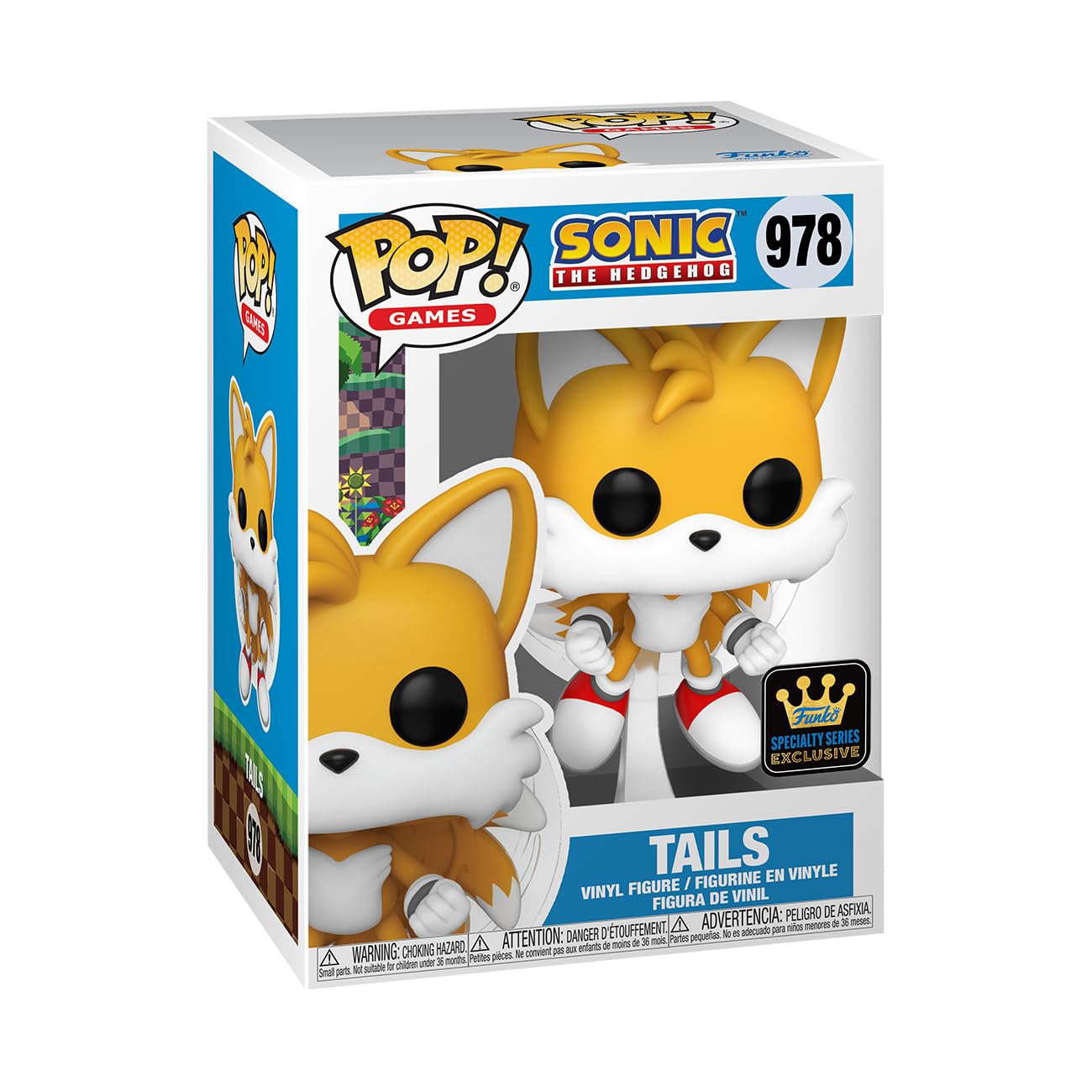 Funko Pop! Games: Sonic - Miles Tails Prower - Tails - (Flying) - Flocked - 1/6 Odds for Rare Chase Variant - Sonic the Hedgehog - Collectable Vinyl Figure - Gift Idea - Official Merchandise