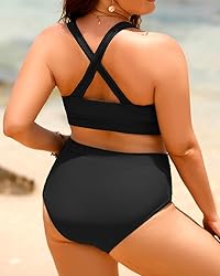 Aqua Eve Plus Size Two Piece High Waisted Bikini