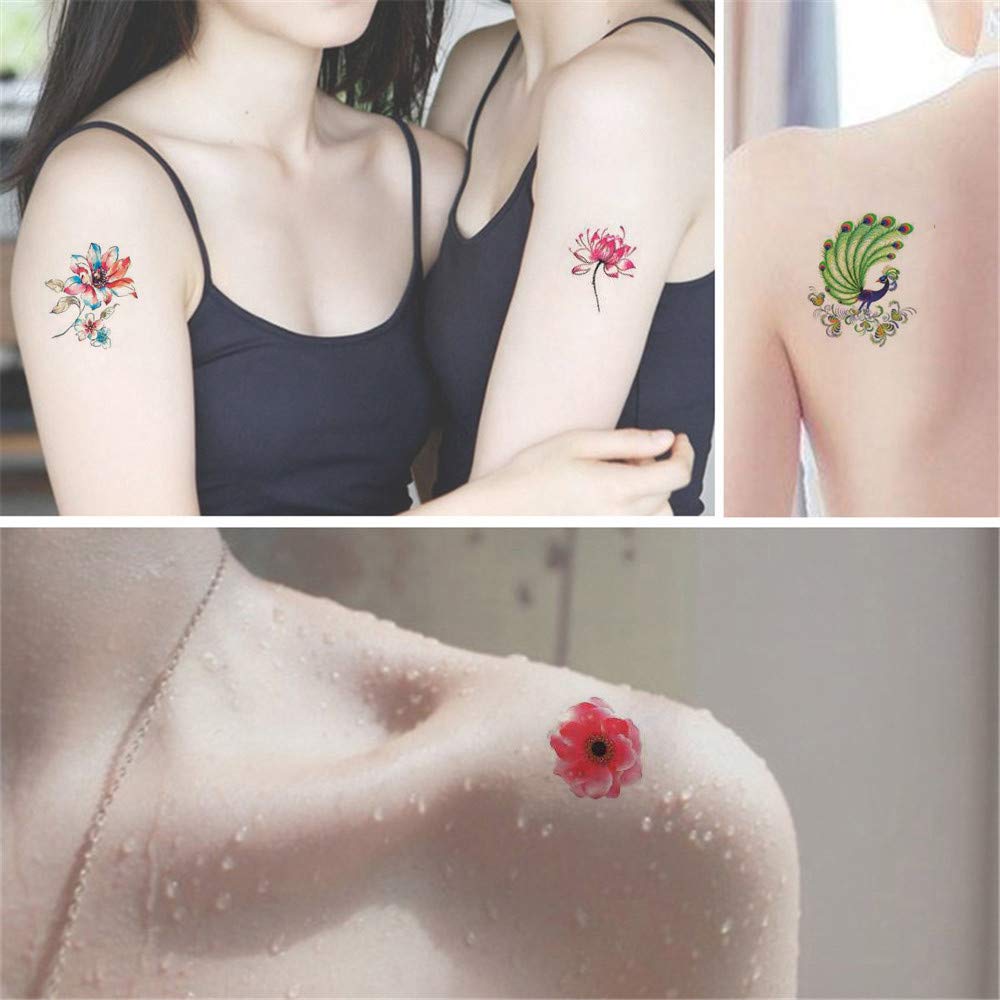 YALANK 30 Sheets Temporary Tattoos Sticker For Women Girls Models Adults, Colorful Body Art Sticker Makeup Waterproof Sexy Realistic Arm Fake Tattoos Sticker Hand Neck Wrist Fashion