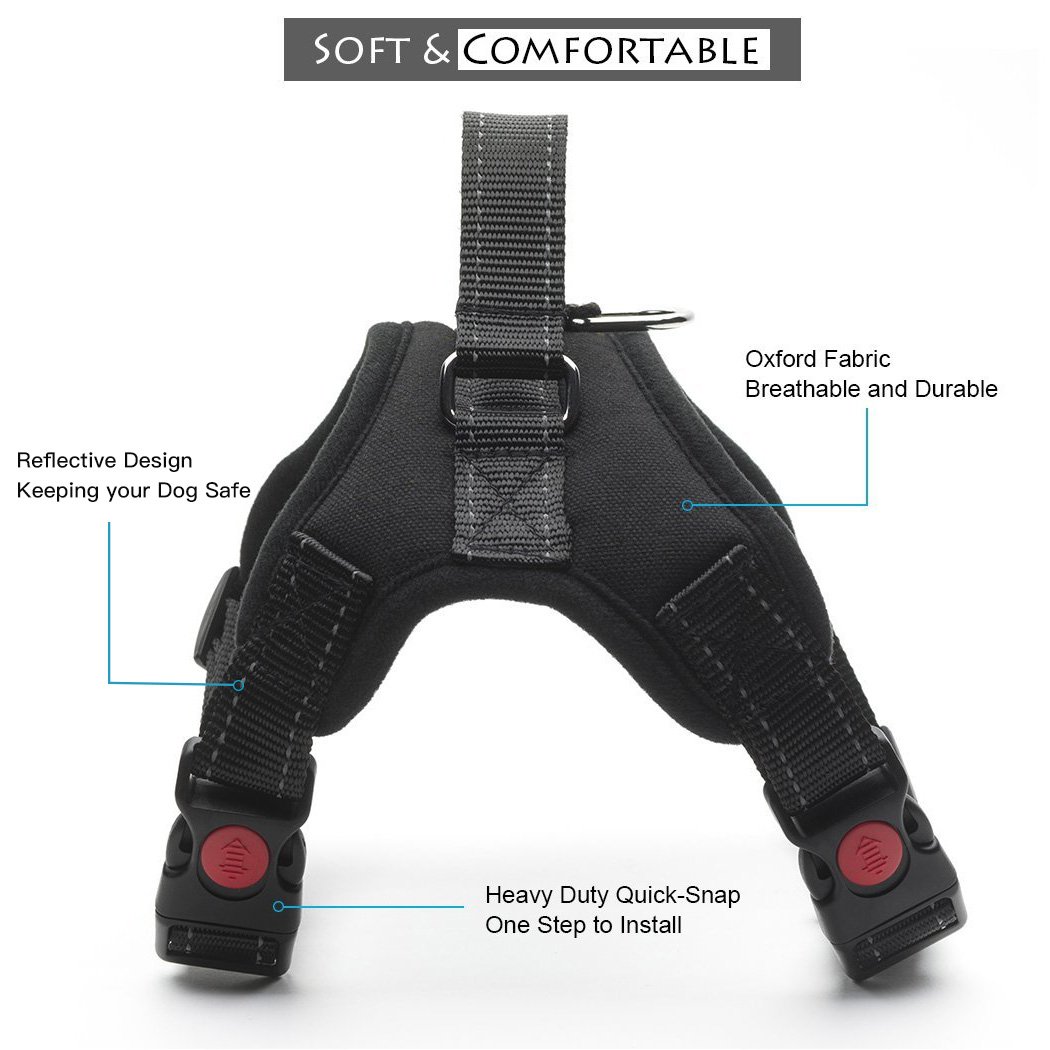 No Pull Dog Harness Vest - Menyda Adjustable Reflective Dog Harness With Handle