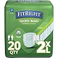 FitRight Extra+ Adult Diapers, Disposable Incontinence Briefs, Leak-Proof Diaper, Absorbent Briefs for Men and Women, Maximum Protection, 2XL, 60 – 70 in, 20 Briefs per Bag
