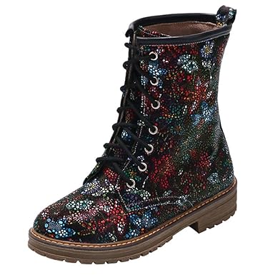 Geilisungren Schneeschuhe Für Frauen Damen Schneestiefel Vintage Ethnisch Stil Blumen Drucken Schnürstiefel Winterstiefel Was